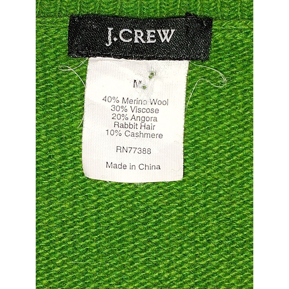 ​VTG J.Crew Holiday 2006 Argyle V-Neck Sweater Lime Green Merino Wool Blend M - Picture 3 of 12